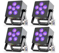 UKING - PAR 80 W RGBW UV 6 en 1 + batterie rechargeable et 9 LED SONO Lumière de Scène pour BAR DISCOTHÈQUE SOIRÉE DANSANTE- 4PCS