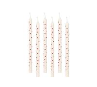 ukiyo Lot de 6 bougies à tige fines blanches avec cœur rouge - Hauteur : 20 cm - Diamètre : 1,3 cm - Durée de combustion : 3 heures - Amour - Amitié - Couleur :