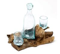 Uknown Verre fondu sur bois Ensemble de whisky