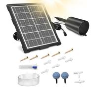 UKSUNVI Aérateur solaire de bassin avec minuterie, pompe à air solaire pour bassin extérieur, 3 W et 2200 mAh, pompe à air solaire avec régulateur de bulles pour petit bassin à poissons, aquarium