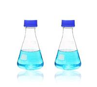 ULAB Scientific Erlenmeyer Lot de 2 flasques en borosilicate avec bouchon à vis bleu, 500 ml, 3.3 avec graduation imprimée, UEF1020