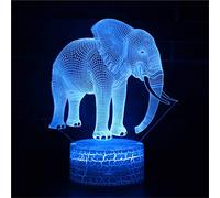 Ulalaza 3D Illusion Nuit Lampe de Bureau éléphant de Bureau avec télécommande et commutateur Tactile 16 Couleurs Cadeau de décoration pour Enfants