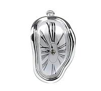 Ulalaza Accueil Vintage Horloge de Table Silencieuse Fusion Horloge Surréalisme Dripping Horloge Rustique Métal Chiffres Romains Étagère pour La Maison Cuisine Bureau Table