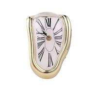 Ulalaza Accueil Vintage Horloge de Table Silencieuse Fusion Horloge Surréalisme Dripping Horloge Rustique Métal Chiffres Romains Étagère pour La Maison Cuisine Bureau Table