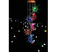 Ulalaza Carillon Solaire extérieur LED à Changement de Couleur Lumières solaires Décor Romantique pour la Maison de Jardin Patio (Sun & Moon)