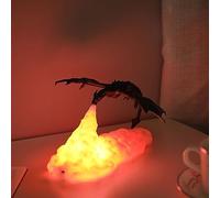 Ulalaza Lampe Dragon de feu lampe Dragon de glace impression 3D lampe de nuit lampe de lune avec cadeau USB adapté à la décoration de la chambre