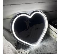 Ulalaza Miroir Acrylique LED néon en Forme de cœur/Chat/Lettre/ondulé, Miroir de sorcière, décoration Murale décoration de la Chambre à Coucher, de la Maison, du Studio, du dortoir, du Mariage