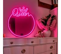 Ulalaza Miroir Acrylique LED néon en Forme de cœur/Chat/Lettre/ondulé, Miroir de sorcière, décoration Murale décoration de la Chambre à Coucher, de la Maison, du Studio, du dortoir, du Mariage