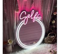 Ulalaza Miroir Acrylique LED néon en Forme de cœur/Chat/Lettre/ondulé, Miroir de sorcière, décoration Murale décoration de la Chambre à Coucher, de la Maison, du Studio, du dortoir, du Mariage