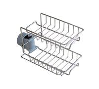 Ulalaza Porte-éponge de Cuisine en Acier Inoxydable évier Caddy Organisateur Brosse à Savon Vaisselle Liquide égouttoir Robinet Support de Rangement