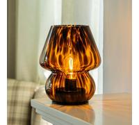 ULAROOM Lampe champignon à piles - Petite lampe de table vintage avec minuterie, lampe de chevet sans fil, lampe de chevet en verre pour chambre à coucher, cuisine, salon, étagère, décoration