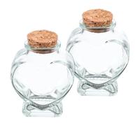 ULDIGI 2 Pièces Petite Bouteille Verre Cœur 50ml en avec Bouchon Liège | Bocal en Verre, Décoration de Bureau, pour Sable Poudre Papier Souhait