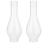 ULDIGI Abat-jour pour lampe à pétrole en verre transparent, 2 pièces, 9.6 pouces, style antique, pour lampe à huile, protection contre le vent, bricolage de lampe à pétrole