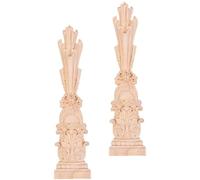 ULDIGI Applique en Bois Sculpté pour Décoration de Meubles et Cheminée, Lot de 2 Pièces en Bois Massif Khaki, sans Burrs, Style Européen pour Mobilier et Cabinets