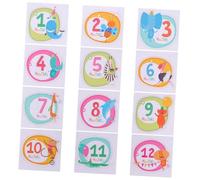 ULDIGI Autocollant Photo Bébé Créatif en Papier pour Album Photo, Accessoire pour Enregistrer la Première Année de Bébé, 1 Set D'autocollants Mois Garçon