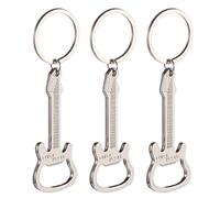 ULDIGI Décapsuleur en métal 3 pièces forme guitare argentée, porte-clés multifonction pour collectionneurs et fans de musique