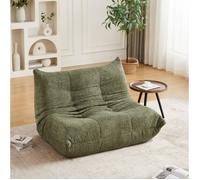 ULEVR Canapé fixe 2 places Togo en chenille vert sans accoudoirs mousse haute résilience sans montage