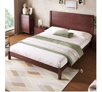 ULEVR Lit plateforme 160x200 avec tête de lit classique, 205x165x95 cm - 11 lattes en bois, chambre, brun