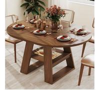 ULEVR Table à manger extensible ronde à ovale 150 x 110 cm MDF finition noyer 4 à 6 personnes