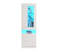ULEVR vitrine colonne moderne 50 x 40 x 180 cm - éclairage LED USB, rangements ouverts et fermés, blanche