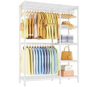 Ulif F2 - Portant à vêtements robuste à 5 niveaux, autonome et réglable en hauteur avec 2 tringles de suspension pour chambre à coucher, 113,8 x 36,8 x 201,4 cm (l x P x H), blanc