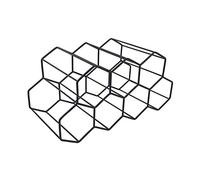 ULIJTH Casier à vin de table hexagonal pour 7 bouteilles de vin, support de comptoir en métal nid d'abeille, porte-bouteilles noir, argenté, doré