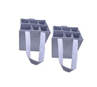 ULIJTH Lot de 2 sacs de transport de vin en feutre avec 6 compartiments, rembourrage résistant aux chocs et poignée renforcée pour un transport sécurisé (116 chars) en feutre avec poignée, gris clair
