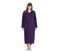 Ulla Popken Bademantel, 2-Wege-Zipper, Frottee, Langarm Peignoir de Bain, Aubergine, 74-76 Femmes