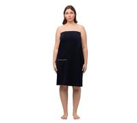 Ulla Popken Bademantel Mit Reißverschluss_816506 Peignoir avec Zip, Nachtblau, 50-56 Femme