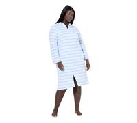 Ulla Popken Bademantel, Streifen, 2-Wege-Zipper, Langarm, Frottee Peignoir de Bain, Bleu, 58-60 Femmes