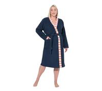 Ulla Popken Bathrobe, Edge Peignoir avec Bord décoratif, Bleu Nuit, 48-50 Grande Taille Femmes