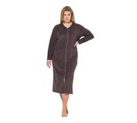 Ulla Popken Femme Grandes Tailles Peignoir en Tissu éponge, Doux et Confortable - Fermeture à glissière à Double Sens Taupe foncé 74+ 749967350-74+