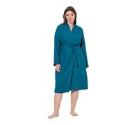 Ulla Popken Robe de bain grande taille pour femme - Grande taille - Col châle - Ceinture - Piqué gaufré - Manches longues