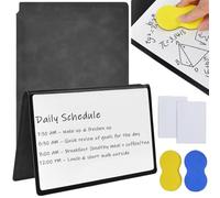 Ulluthu 2 PCS A5 Tableau Blanc Effaçable Portable, Tableaux Blancs Pliable, Réutilisés Tableau Blanc Double Face Effaçable à Sec Bloc-notes pour Message Notes de Bureau école, avec Stylos et Gommes