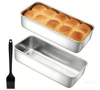 Ulluthu 2 PCS Moules à Pain Rectangulaires en Acier Inoxydable, Grand Moule a Cake INOX 33x15x6,5 cm, Moules à Gâteaux Pâtisserie en Acier Inoxydable pour Pain,Toast, Gâteau, Lasagnes