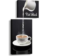Ulluthu Tableau Decoration Murale Café avec Cadre | Lot de 2 Posters Café Moderne sur Toile | Cadres Décoratifs Mural en Bois Avec crochet Prêts à Accrocher | pour Cafés, Chambre (30x40cm, 20x30cm)
