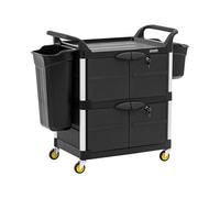 ulsonix ULX-OFPP - Chariot de nettoyage verrouillable - 3 étagères - Charge maximale : 150 kg - Roues lisses - Poignées pratiques - Pour hôtels et bureaux - Chariot à linge