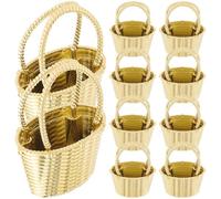 ULTECHNOVO 12 Boîtes de Rangement Plastique de Panier à Fleurs Doré, Petit Coffret Décoratif pour Mariage et Shower, Panier de Bonbons Créatif pour Fête, Lot de 12 Pièces