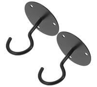 ULTECHNOVO 2 Pièces Crochet de Plafond Noir en Fer Robuste Forme Trompe D'éléphant Petit Taille Fiable pour Vestiaire et Entrepôt à Suspendre D'équipements et Bannières de Sécurité