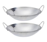 ULTECHNOVO 2 Pièces Wok Anti-débordement en Métal Argenté à Double Poignée | Chauffage Rapide, Économie D’énergie, Transfert Thermique Homogène, Service Solide, pour Hot Pot Épicé
