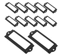 ULTECHNOVO 20 Pièces Porte Étiquette Métal en Fer Noir Style Antique pour Tiroirs de Dossiers avec Accès Flexible et Glissières Faciles, Cadre Décoratif Professionnel et Élégant