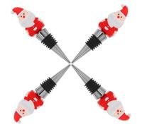 ULTECHNOVO 4 Pièces Bouchon de Vin Père Noël Rouge en PVC et Alliage | Décor Thème Noël, Maintien des Arômes et Fermeture, pour Fête de Fin D'année, Amis et Famille
