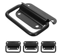 ULTECHNOVO 4 Pièces Poignée de Traction Pliable en Acier Inoxydable | Mécanisme Rabattable, Format 7,50x6,00x1,20cm, Noir, pour Flight Case et Armoires à Outils