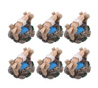 ULTECHNOVO 6 Pièces Ornement de Jardin Miniature en Résine Puits Ancien, Léger et Finement Travaillé, Décoration Réaliste pour Mini Jardins et Projets DIY