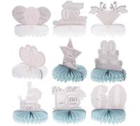 ULTECHNOVO 9 Pièces Centres de Table pour Anniversaire de Mariage, Décor Romantique pour Noces de Diamant, Papier, Or et Argenté, pour Fête D’anniversaire de Mariage et Décor de Table, 60
