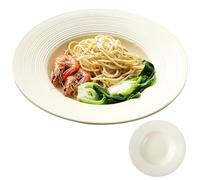 ULTECHNOVO Assiette de Pâtes Creuse en Céramique 280ml Beige Style Simple | Finition Polie Miroir, Surface Lisse, Résistante aux Chocs, pour Restaurant et Bar, Forme Chapeau