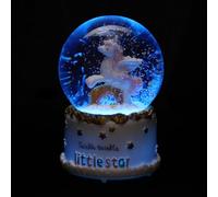 ULTECHNOVO Boîte à Musique Artisanat Soigné Boule de Cristal Licorne Lumière de Nuit, Décoration en Résine et Verre pour Bureau et Maison