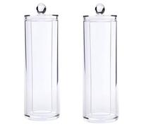 ULTECHNOVO Boîte de Rangement Cosmétique Transparente 2 Pièces, Cylindre 7x7x19 Cm, Organisateur Étanche pour Disques de Coton Démaquillants, Accessoire Salle de Bain Pratique et Hygiénique