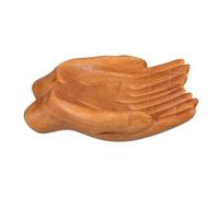 ULTECHNOVO Bol Décoratif Sculpté Main en Bois Beige pour Salon et Chambre, Bol Multifonction pour Clés et Snacks, Design Artistique et Élégance Naturelle