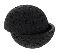 ULTECHNOVO Bol en Ciment et Métal Noir D'oursin Rond, Décoration de Table Polyvalente pour Sushi et Desserts, Design Unique Imitation Météorite pour Réception